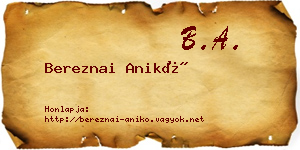 Bereznai Anikó névjegykártya